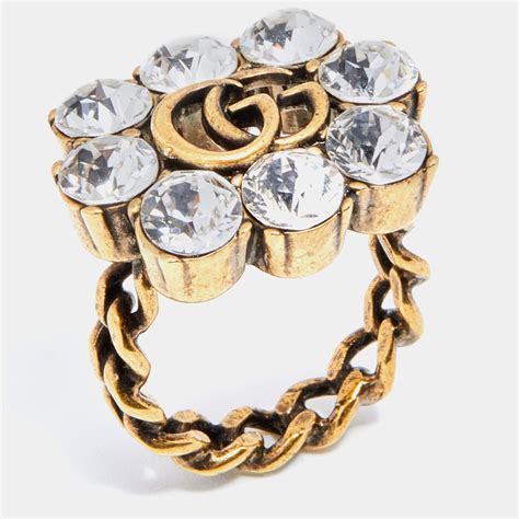 gucci double g ring with crystals|g gold ring.